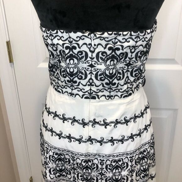 WHBM black white strapless belt sash dress size 6 - Picture 10 of 14